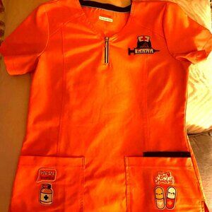 Womens Scrub Shirt with Patches